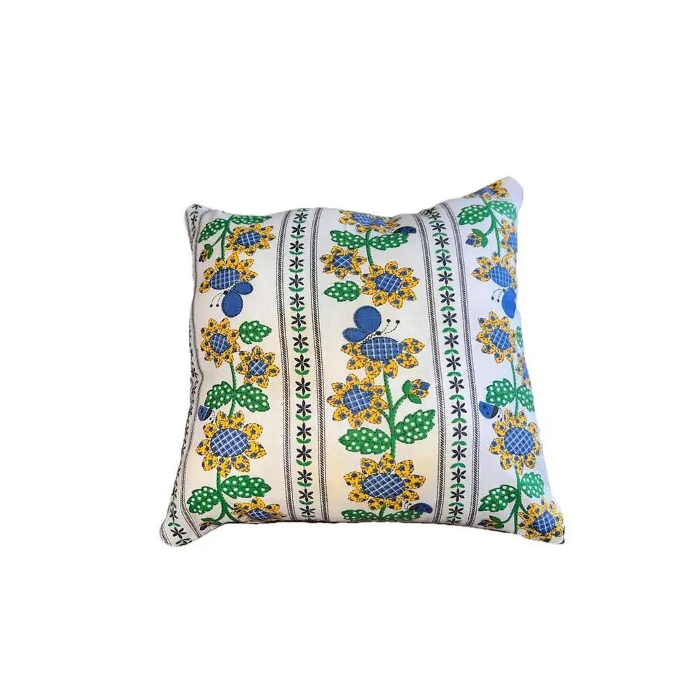 Handmade Pillow with VTG 1960's Sunflower and Butterfly Cotton 10x10.5‎